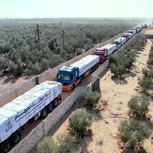 Gazze Destek running the 11th relief convoy from Egypt to the Gaza Strip