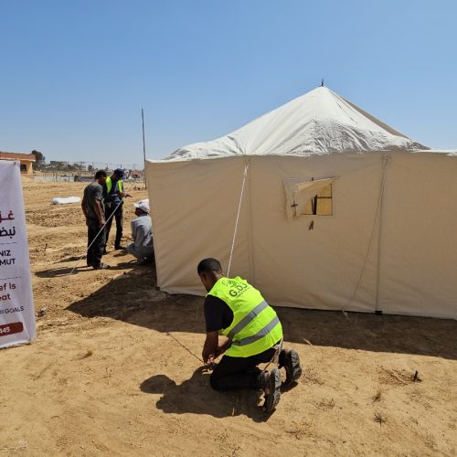 Gazze Destek Organization Prepares shelter tents in Egypt to send to displaced people in Gaza