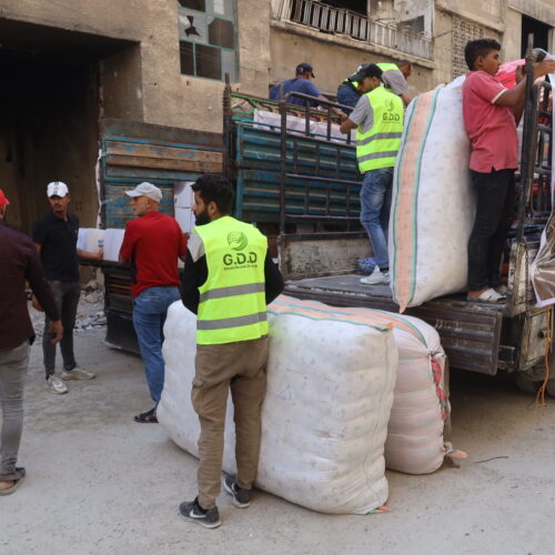 Gaza Destek distributes humanitarian aid to poor families in the camps of Syria
